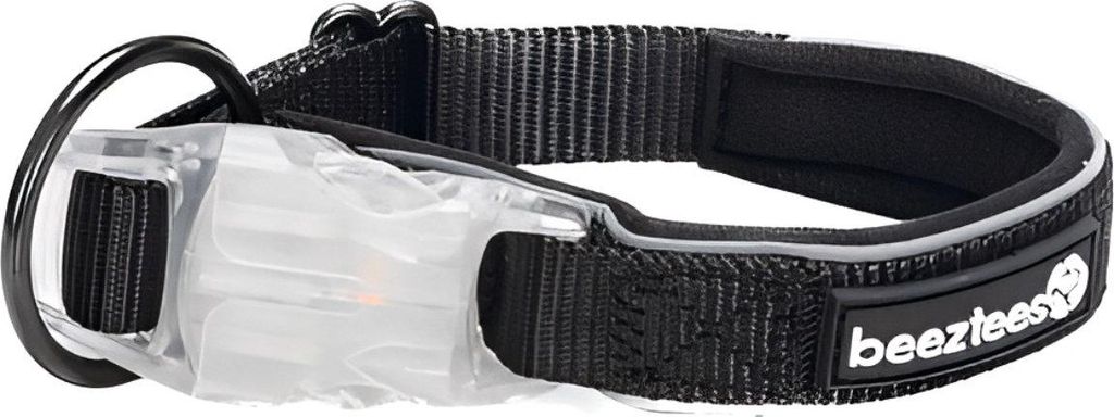 Halsband beeztees Safety Gear Premium Hundehalsband Parinca schwarz 30 - 35 cm x 2 cm längenverstellbar, reflektierend,