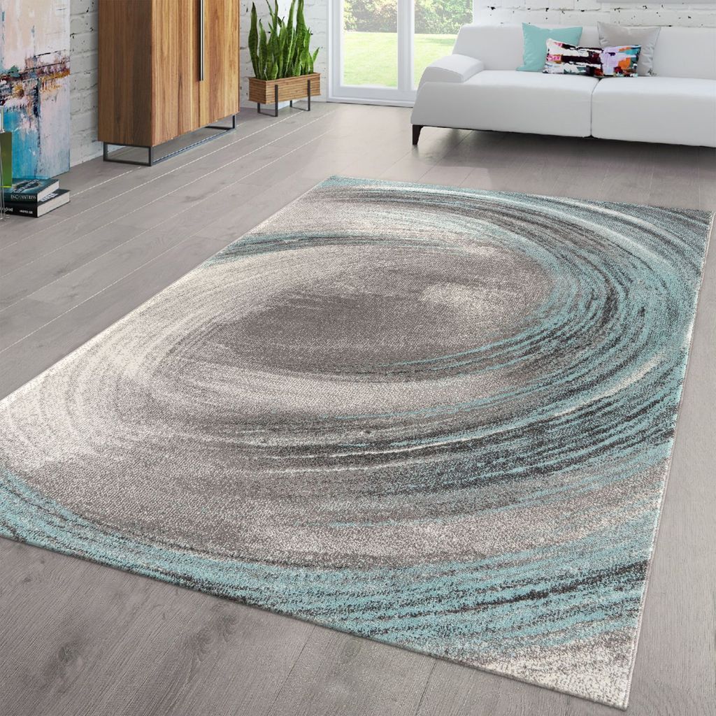 TT Home Wohnzimmer Teppich Kurzflor Abstraktes Design Pastell Used Look Modern Bunt Größe 80x150 cm