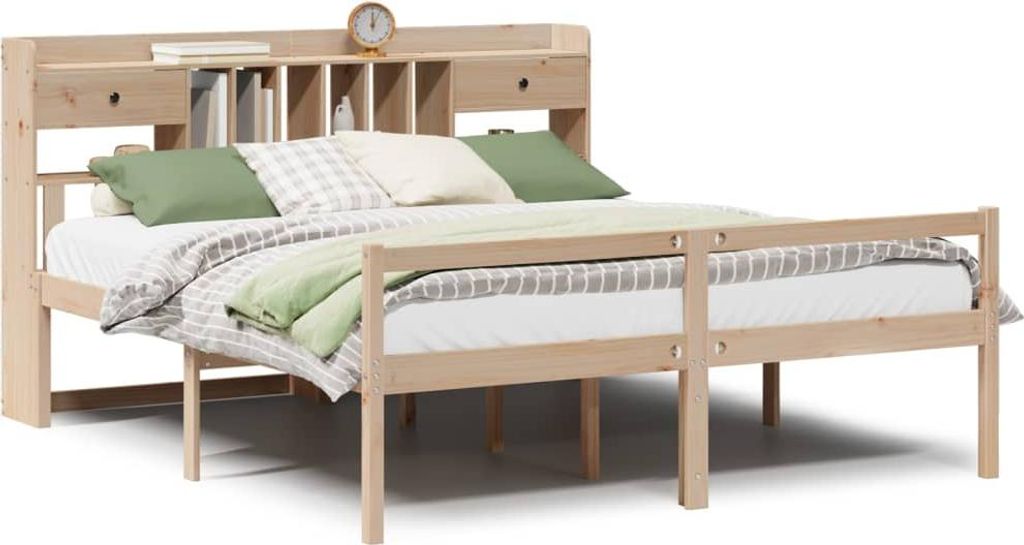 vidaXL Massivholzbett mit Regal ohne Matratze 180x200 cm Kiefernholz