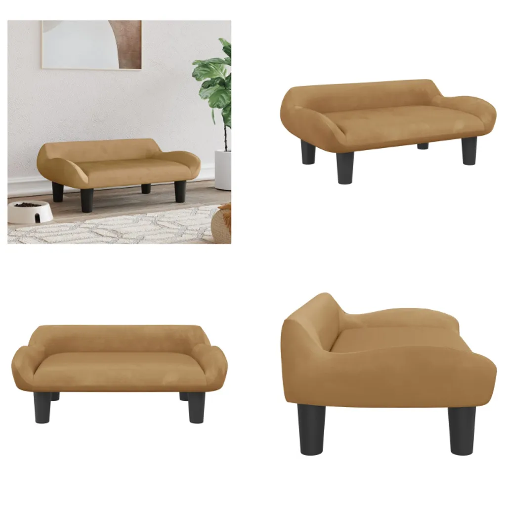 Cuccia a Divanetto vidaXL in Velluto Marrone 70x40x24 cm per Cani