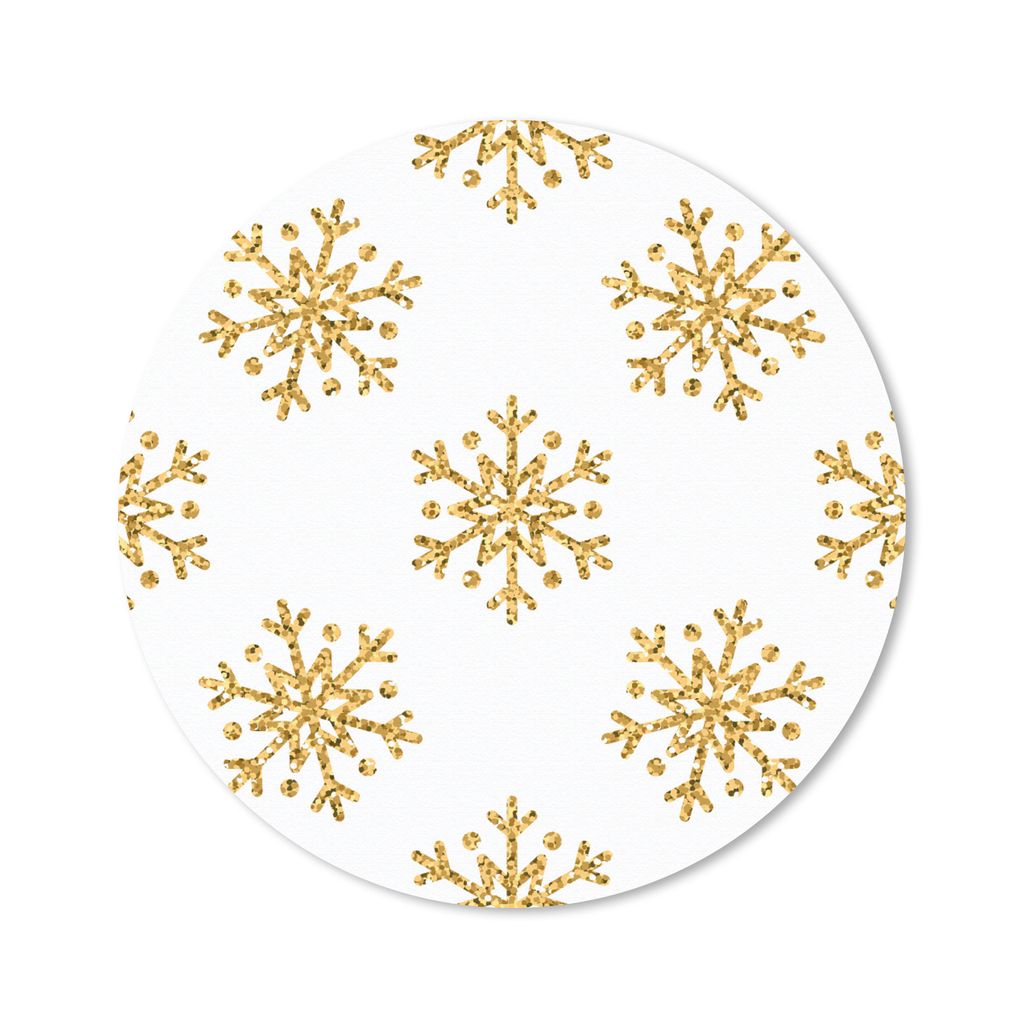 MuchoWow Mauspad Mousepad Schneeflocke - Gold - Glitter - Weihnachten - Design 50x50 cm - Mousepads - Maus Mat - Pad - Mausunterlage - Vinyl