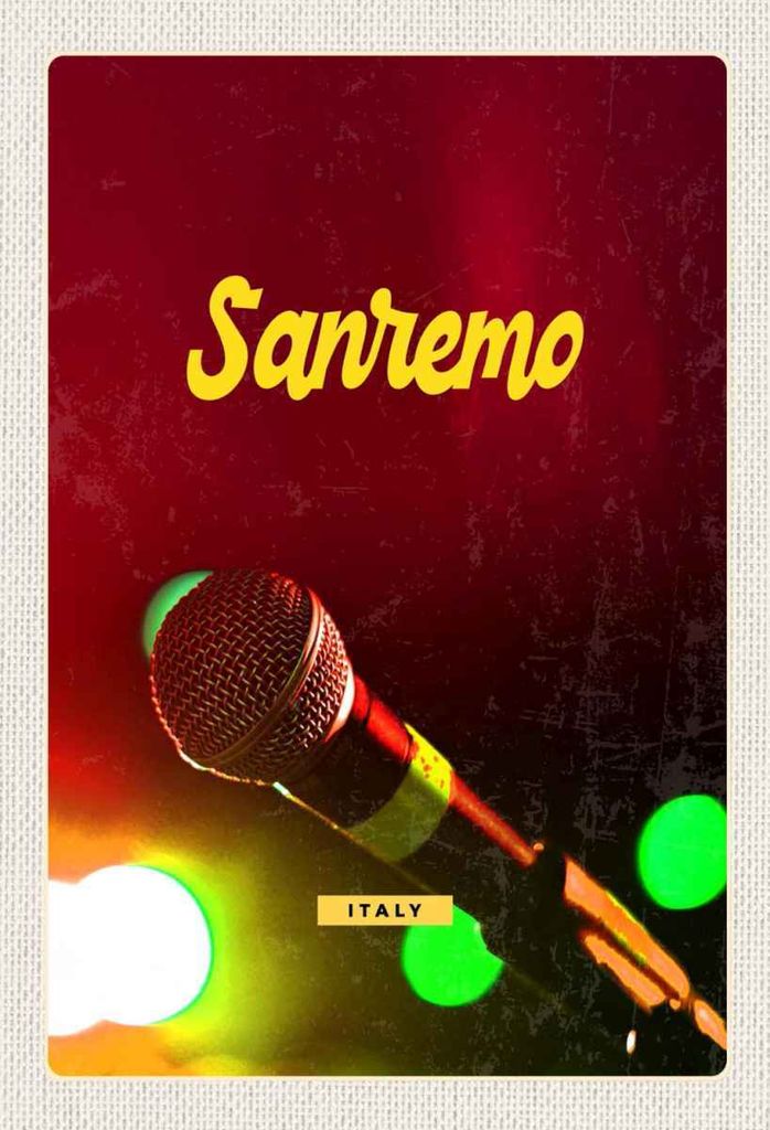 vianmo Holzschild 30x20 cm Sanremo Italien Musik Band Auftritt Bildmotiv Reisemotiv Abenteuer Reisen