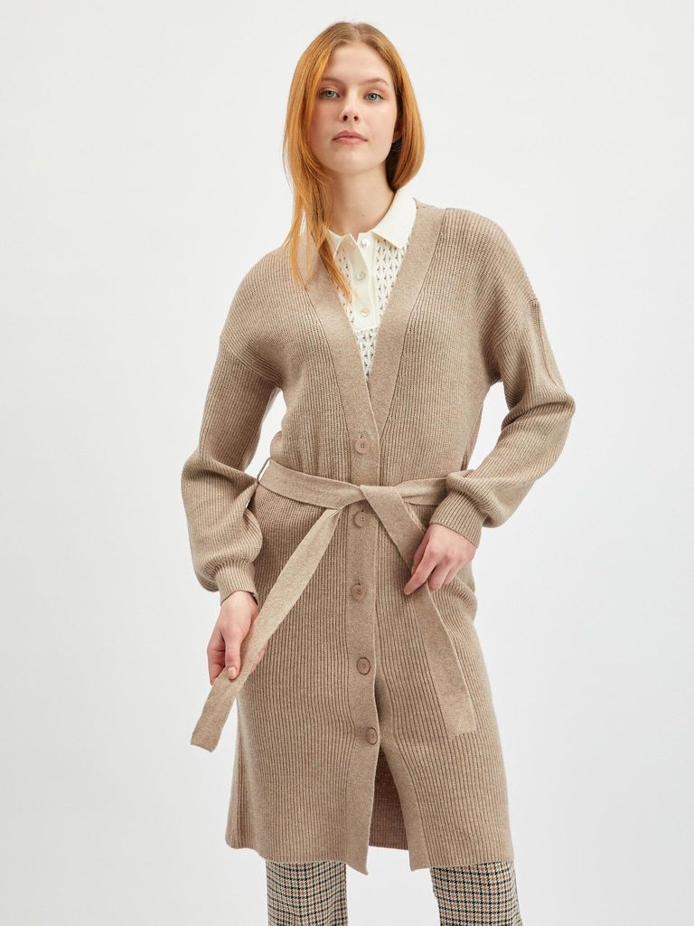 Orsay Beigefarbene lange Strickjacke für Damen 511191-773000__S