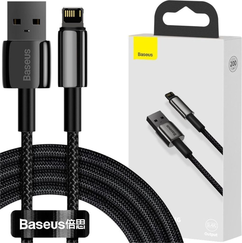 Baseus Tungsten Gold USB-A vers Lightning 2,4A, 2m - Noir Image du produit 
