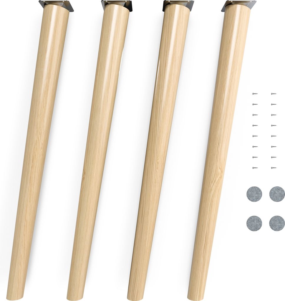 4x sossai Holzfüße rund - schräge Ausführung 71cm Buche Produktbild 