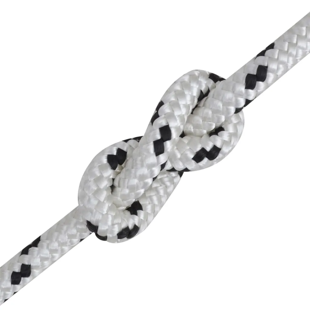 Cordage nautique tressé blanc en polyester 6mm rouleau de 250 mètres