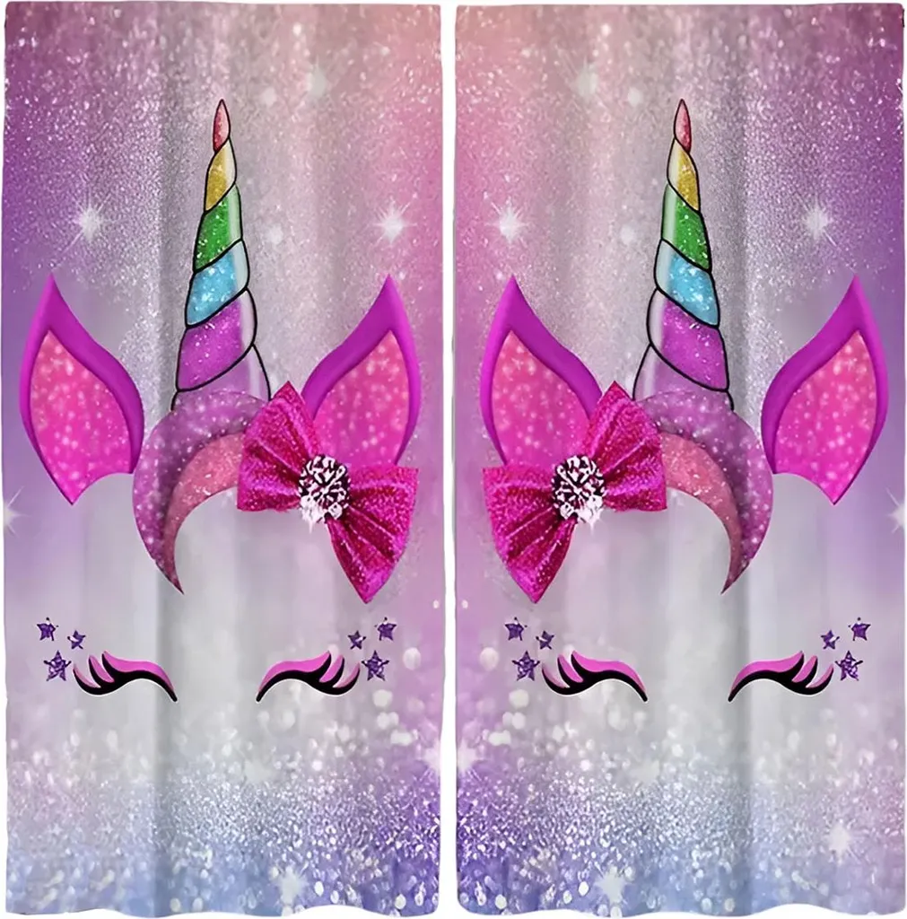 Rideaux Licorne avec un Noeud 226x230cm - Paire de Rideaux Prêts à Poser
