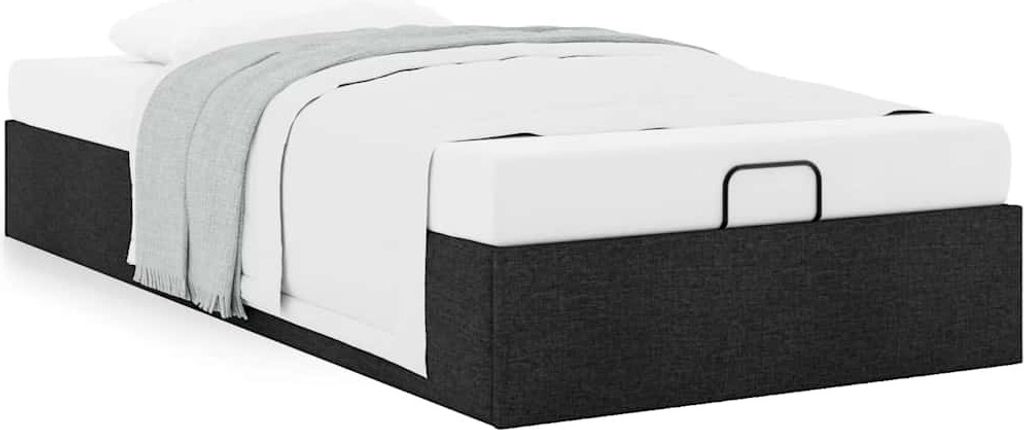 Ottoman-Bett ohne Matratze Schwarz 90x190 cm Stoff