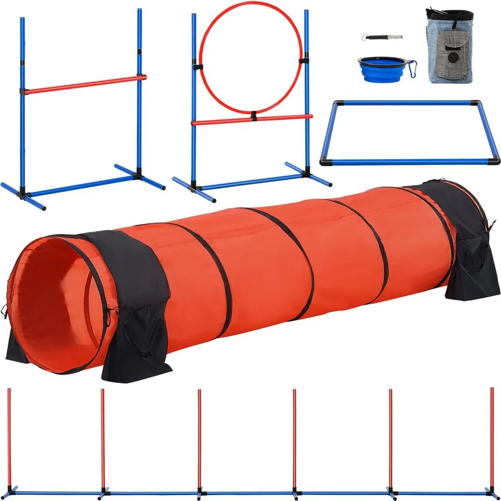 Kit Agility Dog per Famiglia: Divertimento 5 Pezzi con Tunnel 3m