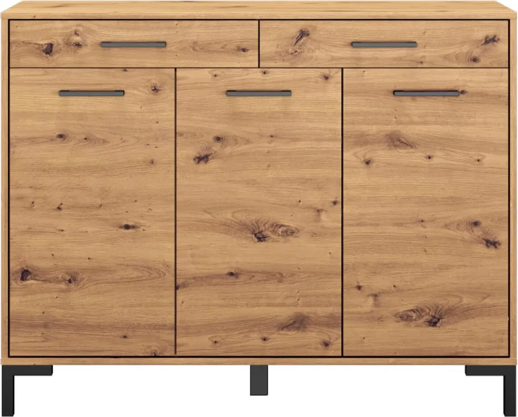 Commode de Salon Nevio 120cm Chêne Beige - Meuble de Rangement Chic - 3