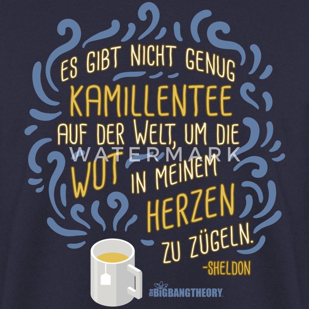 Spreadshirt The Big Bang Theory Kamillentee Wut Uni Pullover, XL, Navy