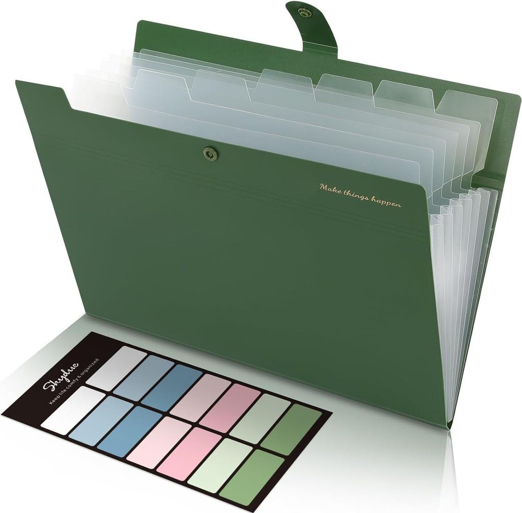 Dokumentenmappe A4, Mappe Mit 8 Fächern, Fächermappe A4 Mit Etiketten, Tragbar Ordnungsmappe Mappen Ordnersystem, Document Folder Für Zuhause, B...