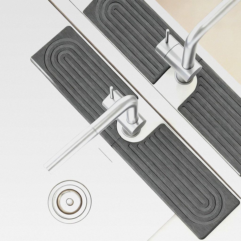 Wasserhahn Abtropfmatte Spüle Kieselgur Matte U-förmig Diatomit Schneller Trocknungsstein, Stone Faucet Mat for Kitchen Sink, Nicht-Schlupf Sprit...