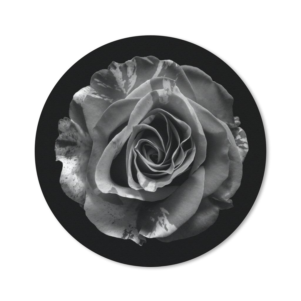 MuchoWow Mauspad Mousepad Blumen - Rose - Schwarz - Weiß - Botanisch 50x50 cm - Mousepads - Maus Mat - Pad - Mausunterlage - Vinyl