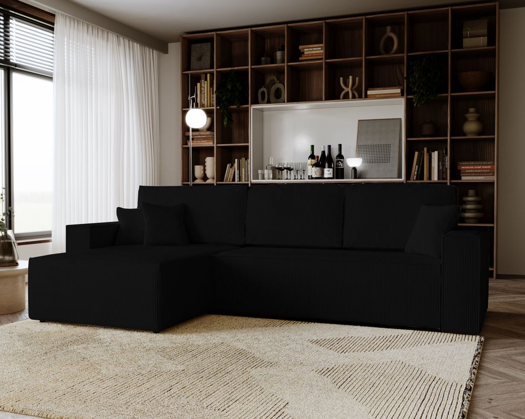 Ecksofa mit Schlaffunktion Amalia L - Ecksofa Cord -LINKS, Produktbild 
