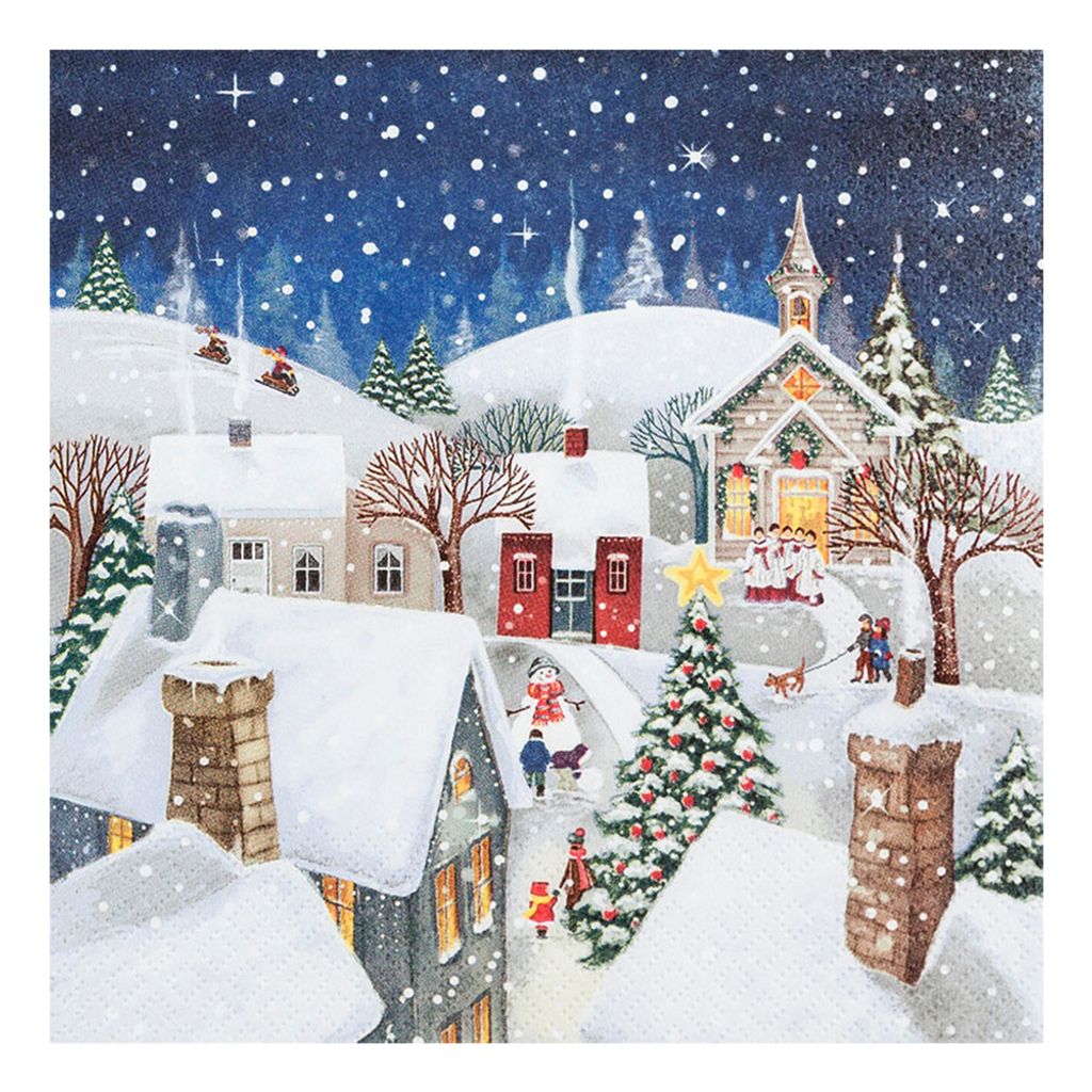 20 Servietten Village Story - Geschichte des Winterdorfs 33x33cm