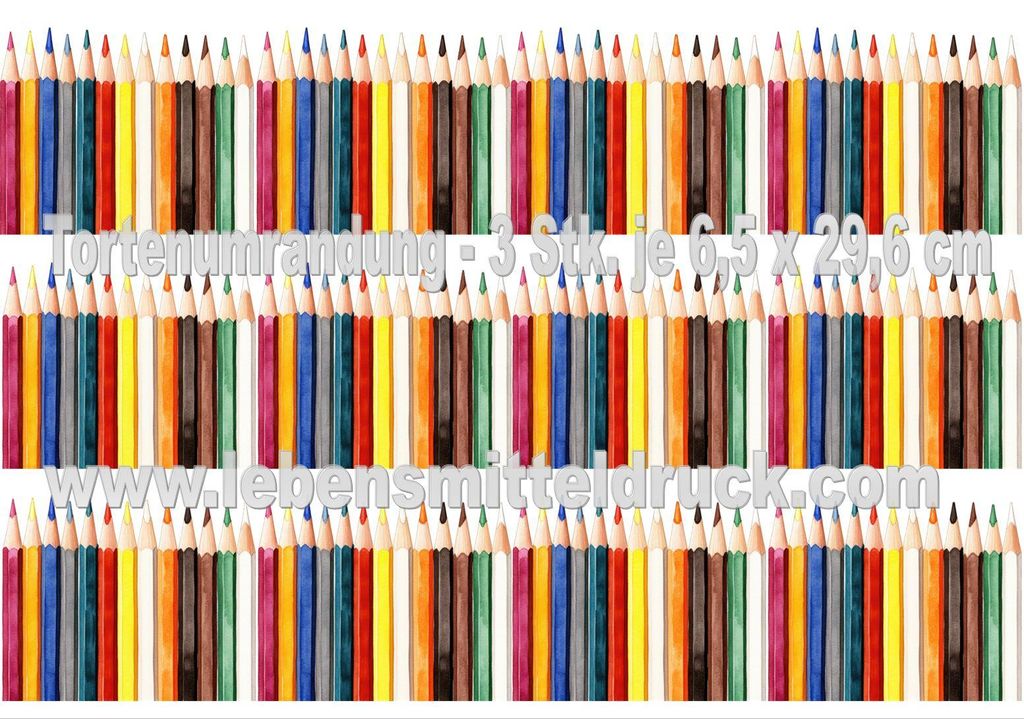 Farbstifte - Tortenband essbar 6,5 cm hoch - 3 x 29,6 cm Produktbild 