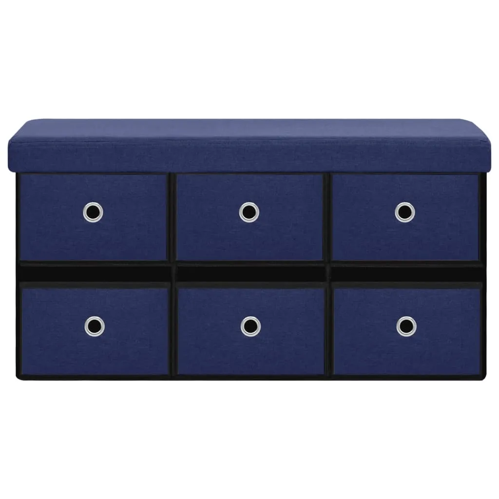 Banc d'entrée avec coffre de stockage bleu 76 cm idéal gain de place - 3