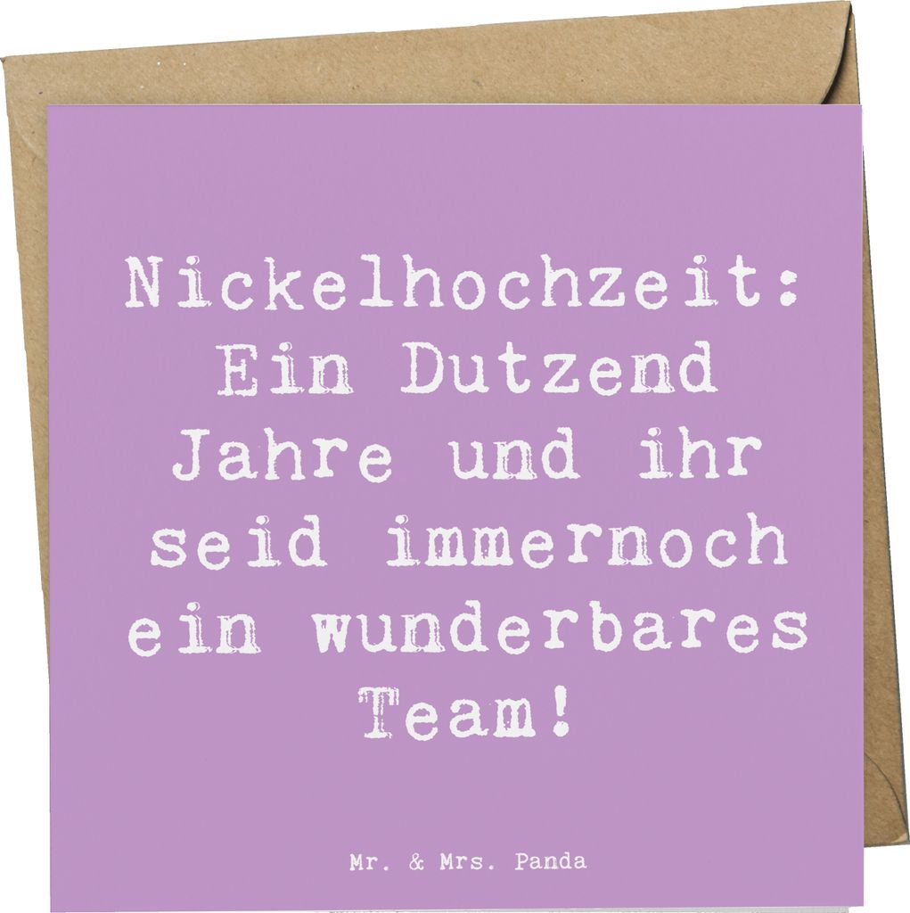 Mr. & Mrs. Panda Grußkarte Spruch 12. Hochzeitstag Nickelhochzeit - Lavendeltraum - Geschenk, romantische Geschenke, Heirat, doppelkarte, handgefe...