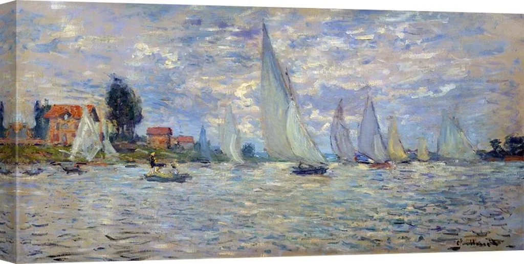Tableau sur toile Claude Monet Régate à Argenteuil - Format 100x50 cm