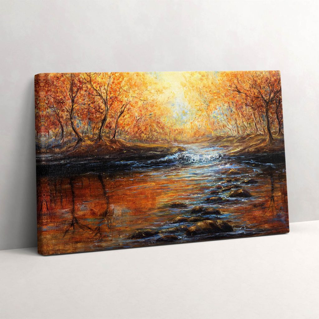 Herbstwald mit Farben gemalt – Leinwandbild Wandbild – 30x20 cm – Leinwandbilder – Wandbilder – Schlafzimmer – Flur