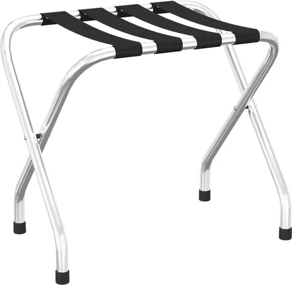 Support de valise design noir et argent - Porte-bagages hôtel 56 cm