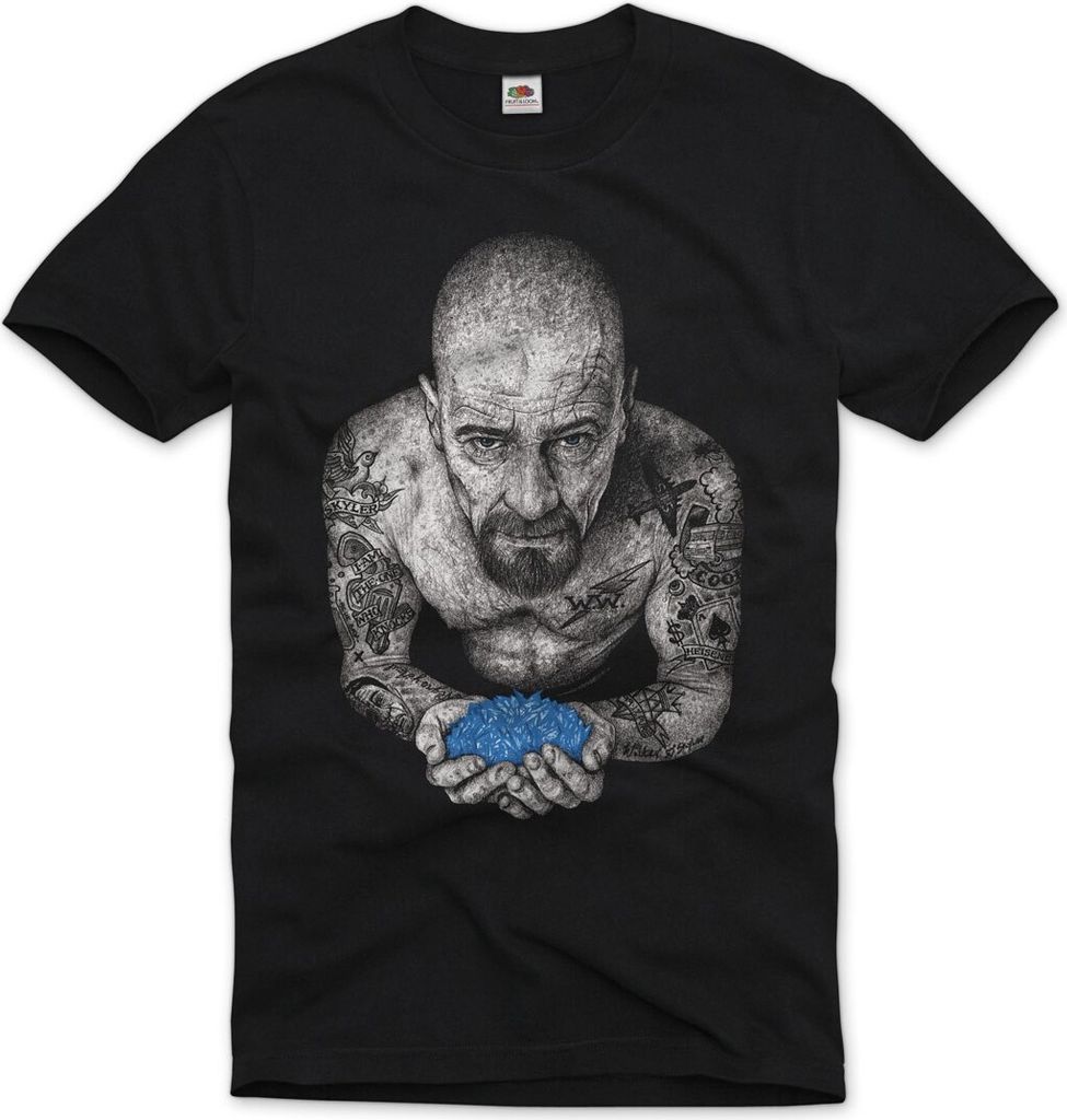 style3 Walters Tattoo T-Shirt Herren breaking heisenberg bad tv serie walter white meth crystal