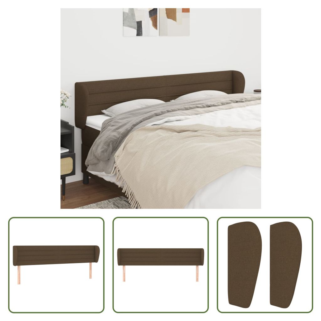 The Living Store Kopfteil mit Ohren Dunkelbraun 183x23x78/88 cm Stoff