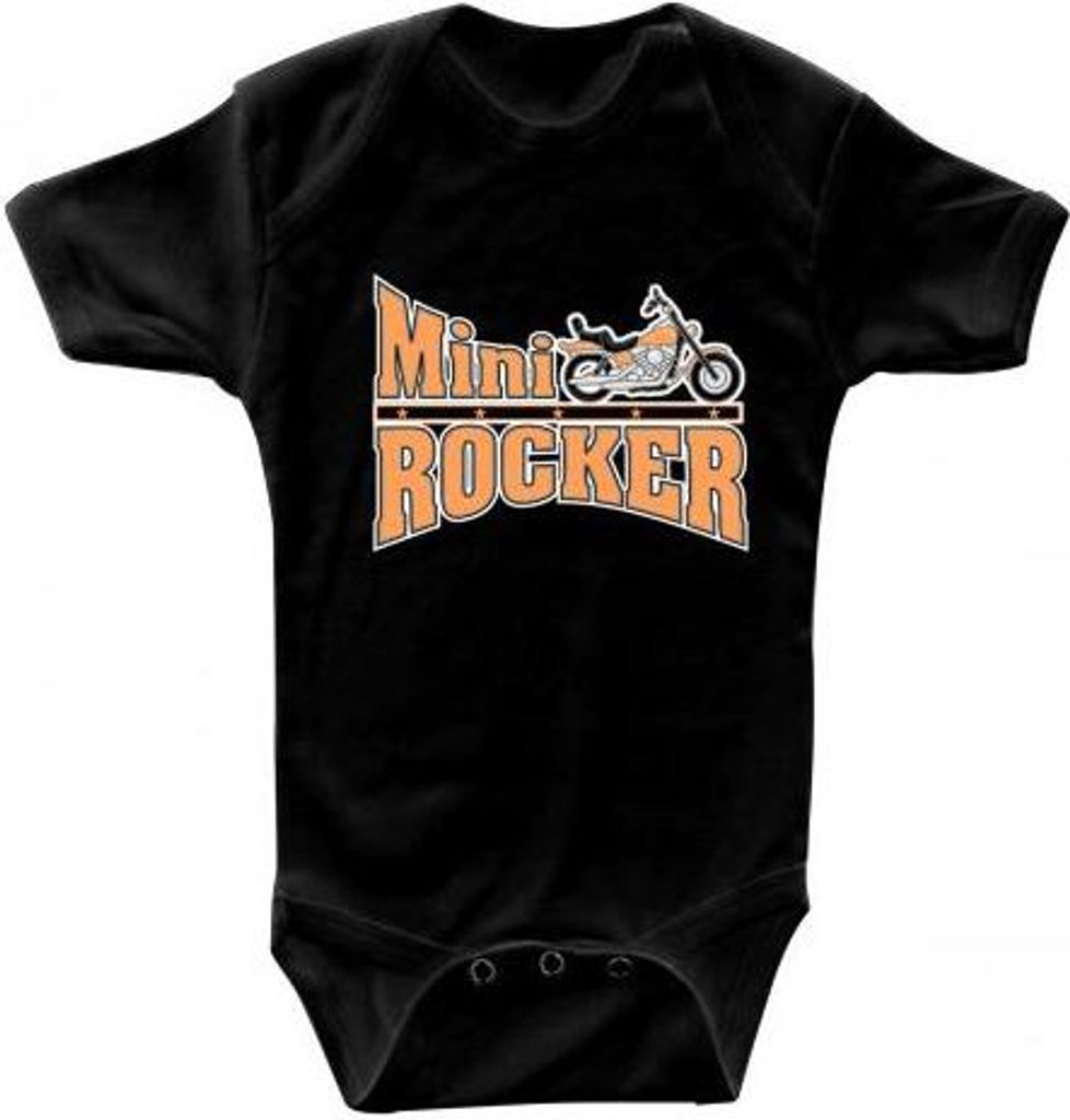 Babystrampler mit Print – Minirocker – 08359 schwarz - 0-24 Monate Größe - 6-12 Monate