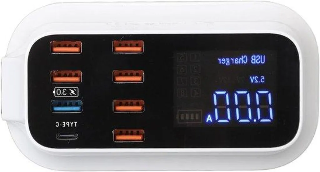 Station de recharge USB multi-ports pour bureau et famille écran LED