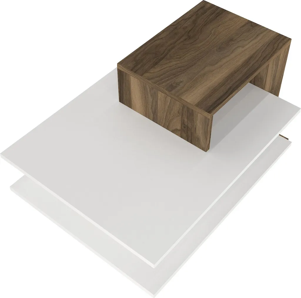 Table basse design Venüs avec rangement intégré blanc et noyer - 8