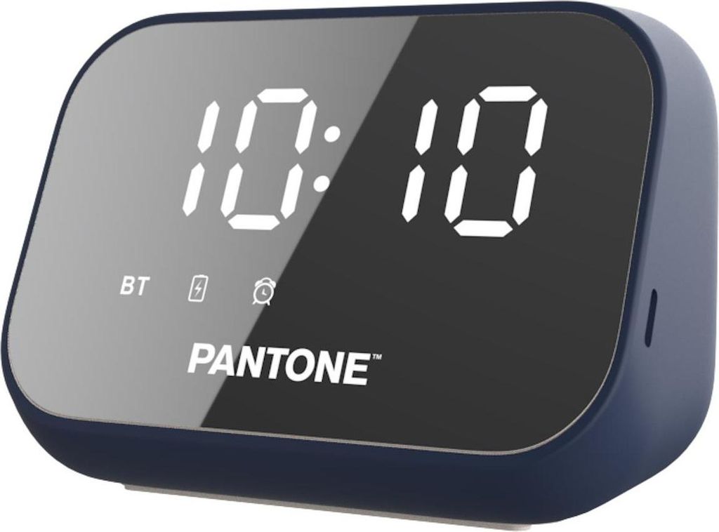 Pantone PT-BS008N Blauer Digitalwecker mit drahtlosem Lautsprecher und Bluetooth