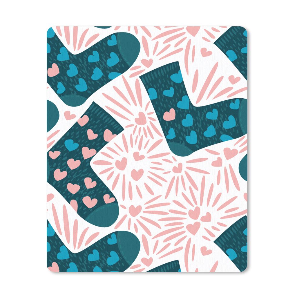 MuchoWow Mauspad Mousepad Socken - Valentinstag - Schnittmuster 30x40 cm - Mousepads - Maus Mat - Pad - Mausunterlage - Mausmatten