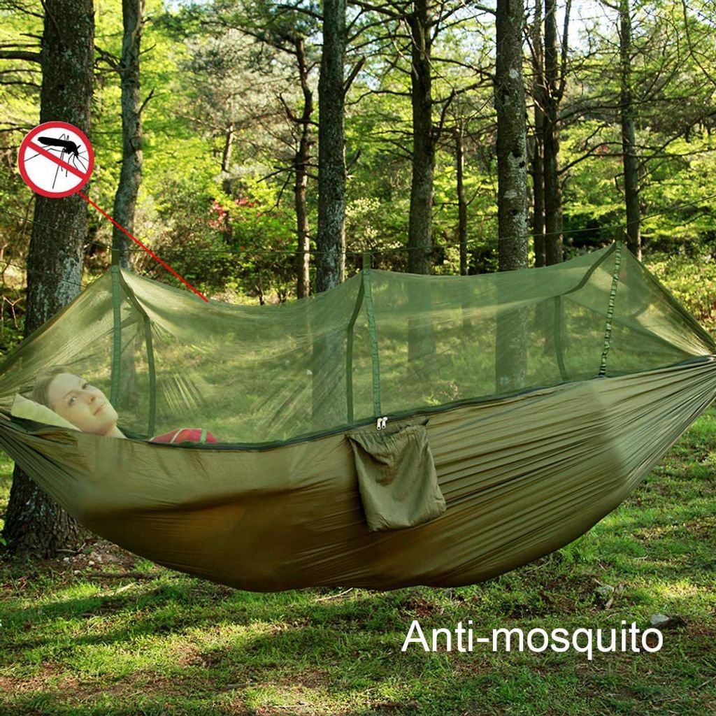 Ultraleichte Camping Hängematte mit Moskitonetz Outdoor Hammock 2 Persone Grün 