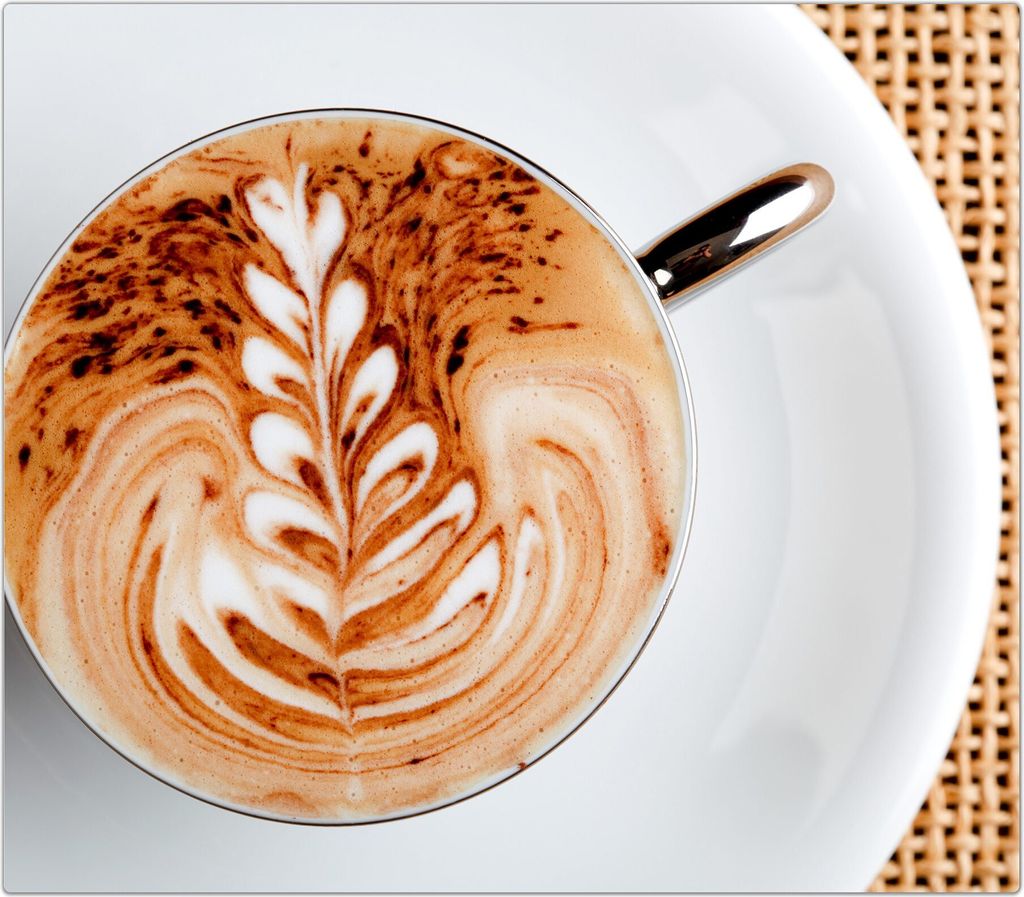 Spritzschutz Herdabdeckplatte Schneidebrett aus Glas Cappuccino in Tasse 1-Teilig (60x52cm)