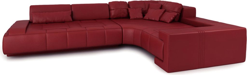 Leder Modern Couch Wohnlandschaft Ledersofa Sofagarnitur Sofa L-Form Rot Ecke