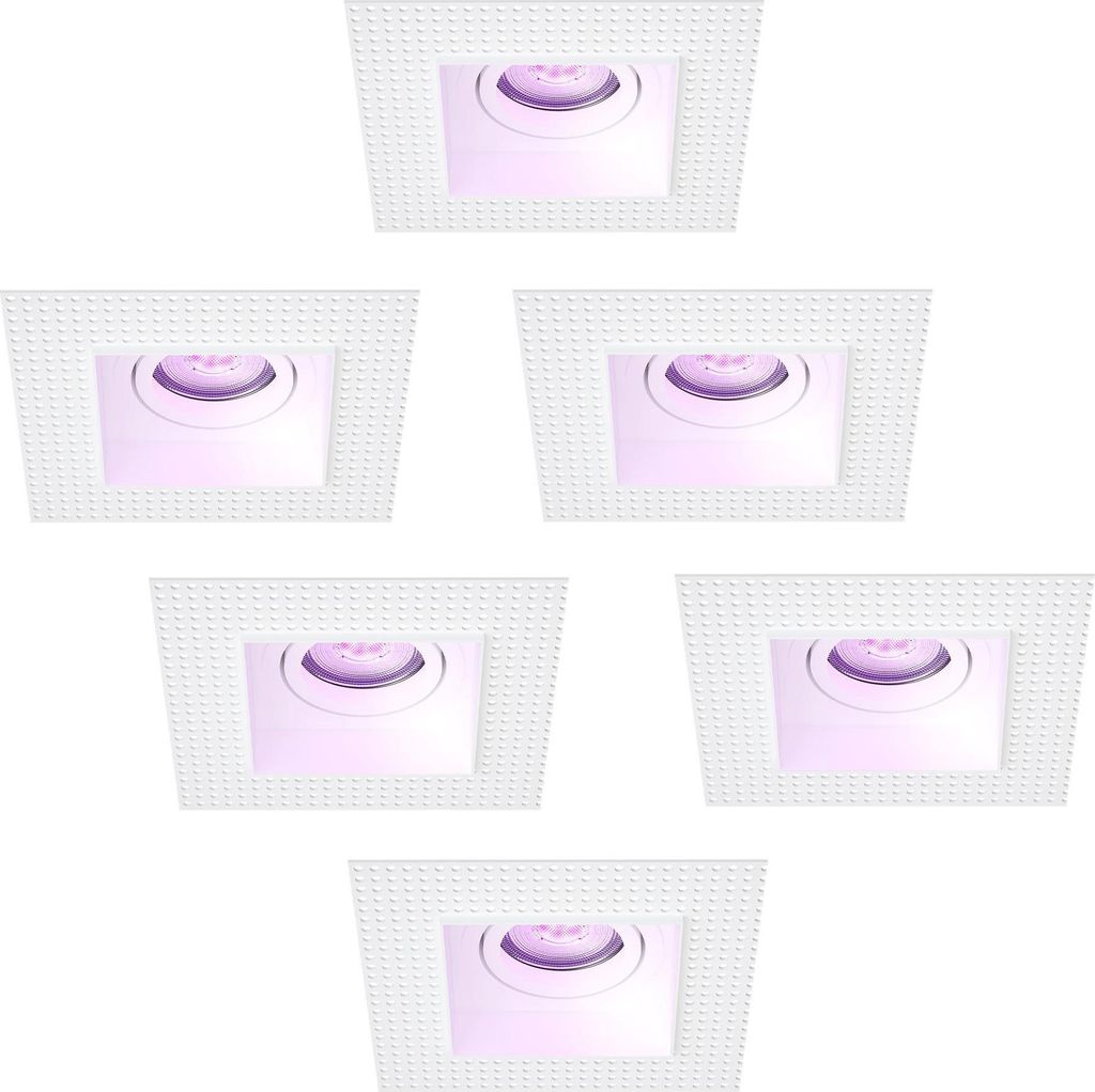 Ledvion - 6x Trimless Einbaustrahler led Spot White Square, 130x130 mm, 4,9 W, RGB+CCT, 345 Lumen, dimmbar, neigbar, Gu10 Smart Funct, Aluminium, IP20