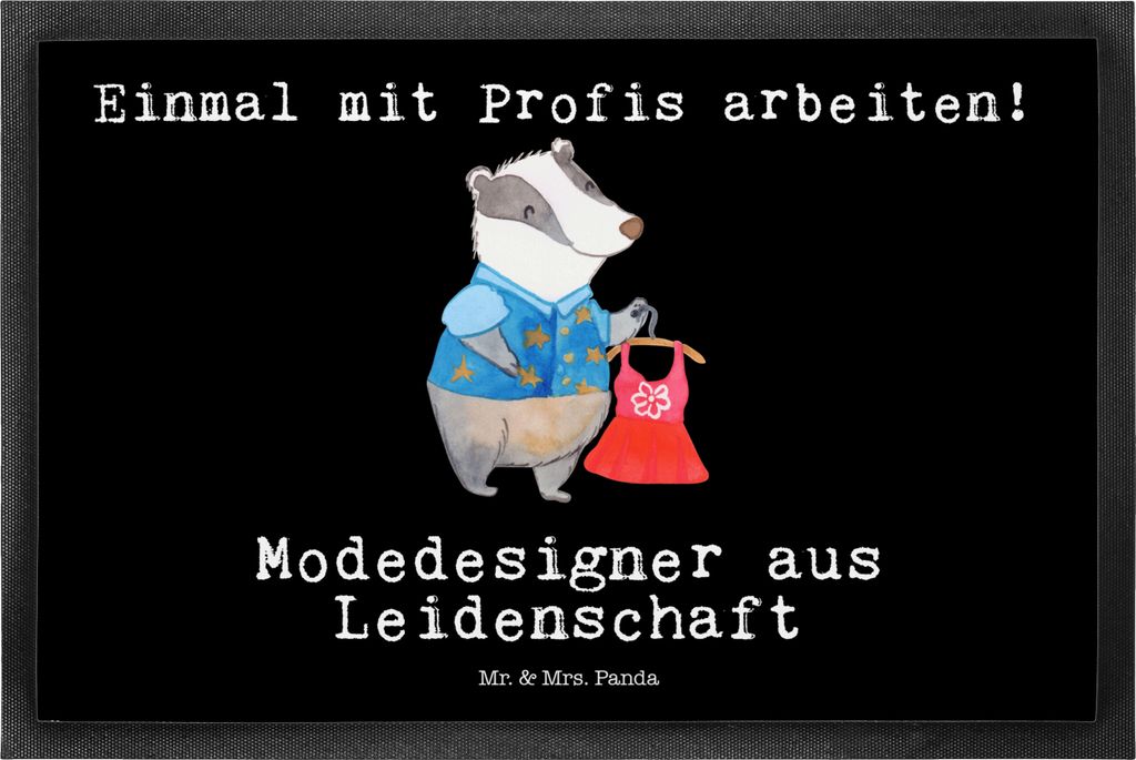 Mr. & Mrs. Panda Schmutzfangmatte Modedesigner Leidenschaft 50 x 75 cm - Schwarz - Geschenk, Fussmatte, Fashion Designer, Modeschöpfer, Lustig, Bo...