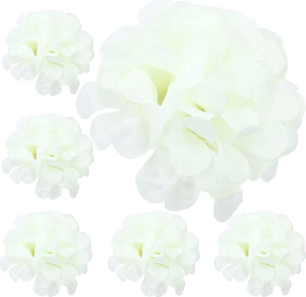 Dekolo Künstliche Blumen Blütenköpfe Pflanzen Deko Hortensien für die Hochzeit creme 8cm