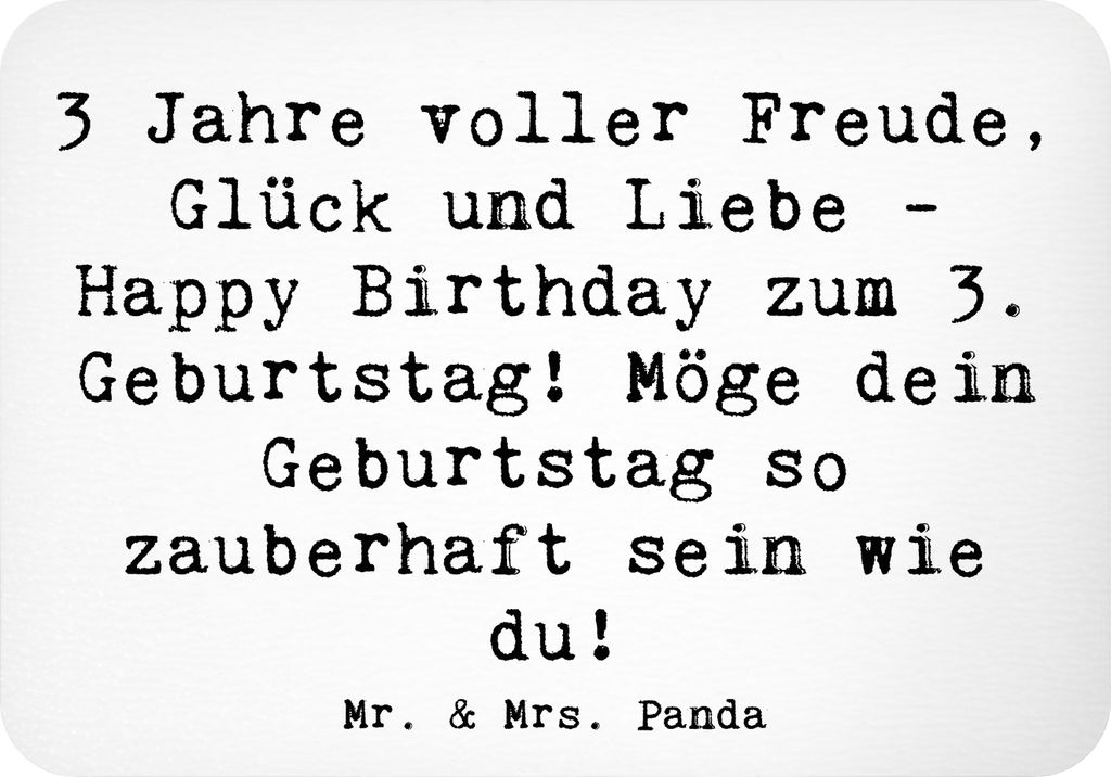Mr. & Mrs. Panda Kühlschrankmagnet Spruch 3. Geburtstag Freude - Weiß - Geschenk, haftmagnet, handgefertigt, Geburtstagsfeier, Happy Birthday, ta...