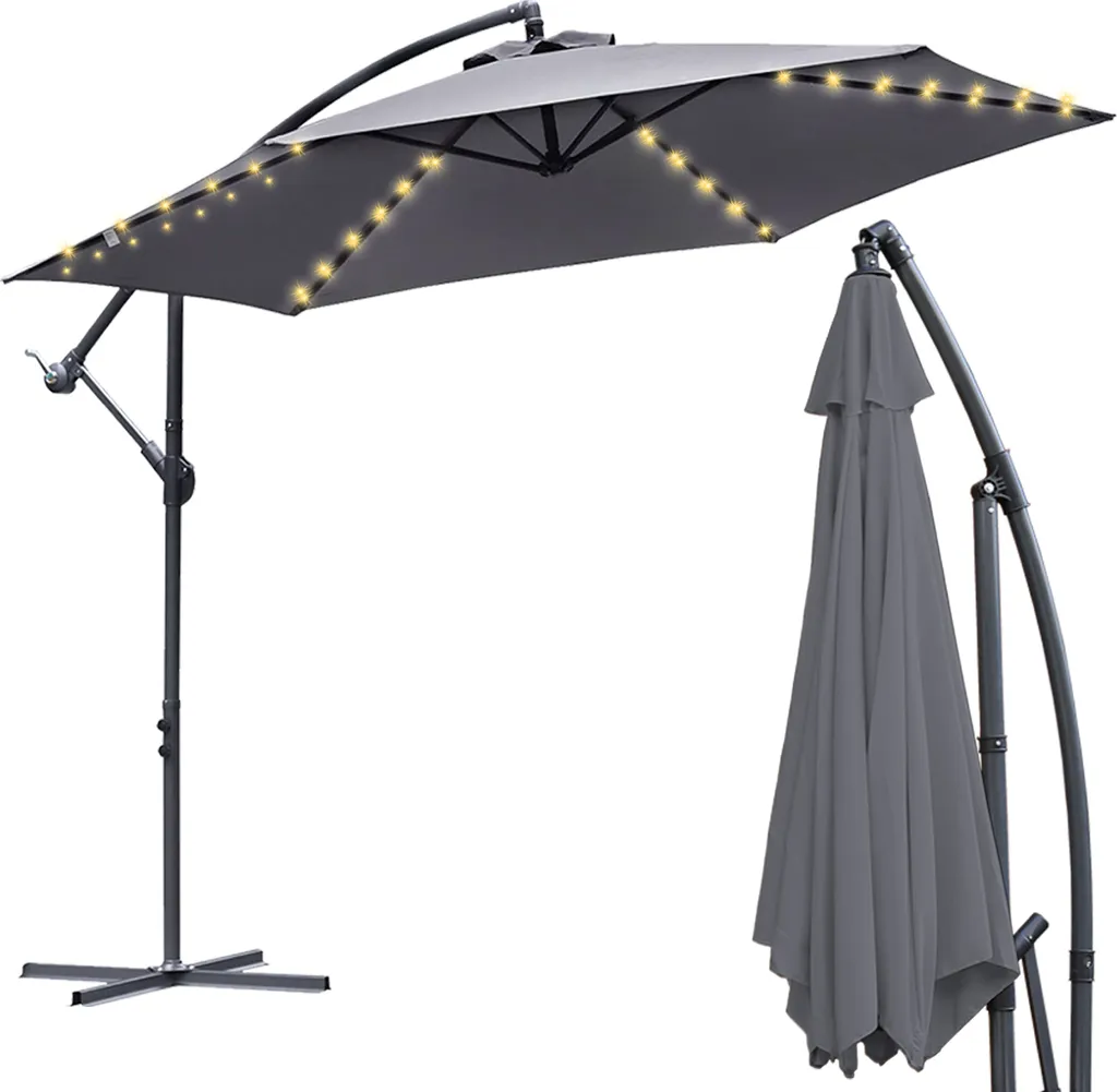 Vivi l'Estate Perfetta con l'Ombrellone Karpal 3.5m LED Solare Grigio