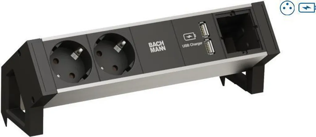 Multiprise de Surface Bachmann DESK2 Idéale pour Bureau et Télétravail