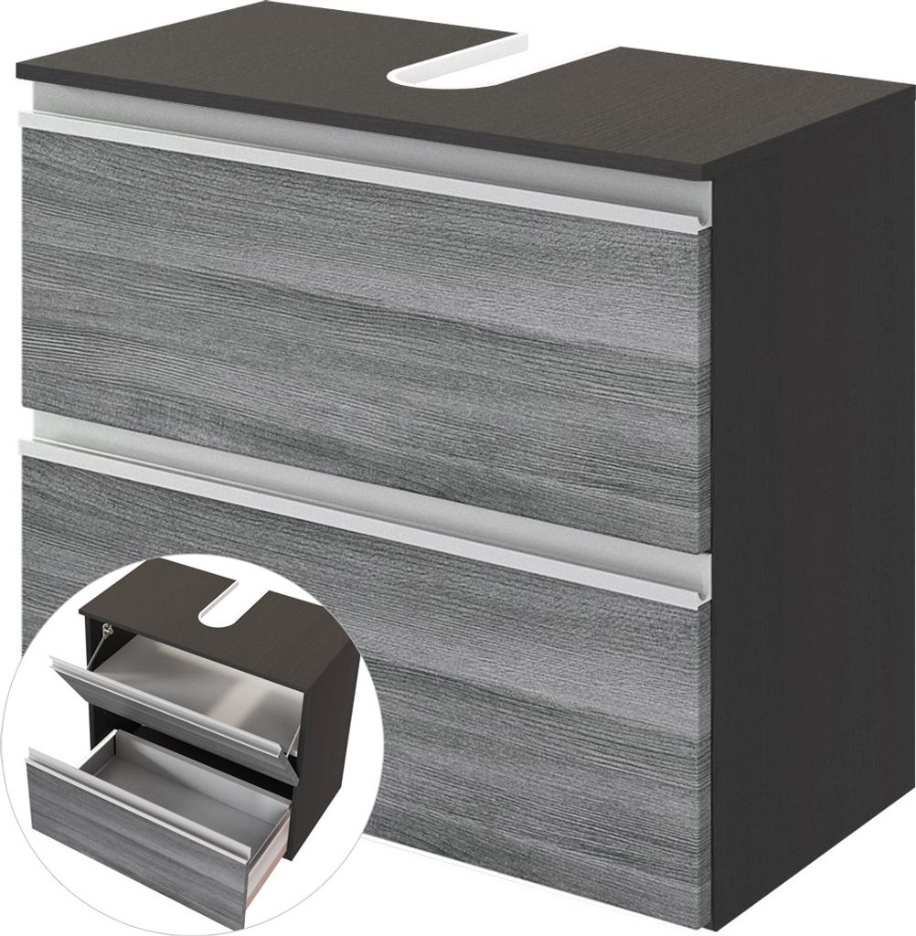 Waschbeckenschrank 60cm in Eiche rauchsilber APIA-03 mit 1 Produktbild 