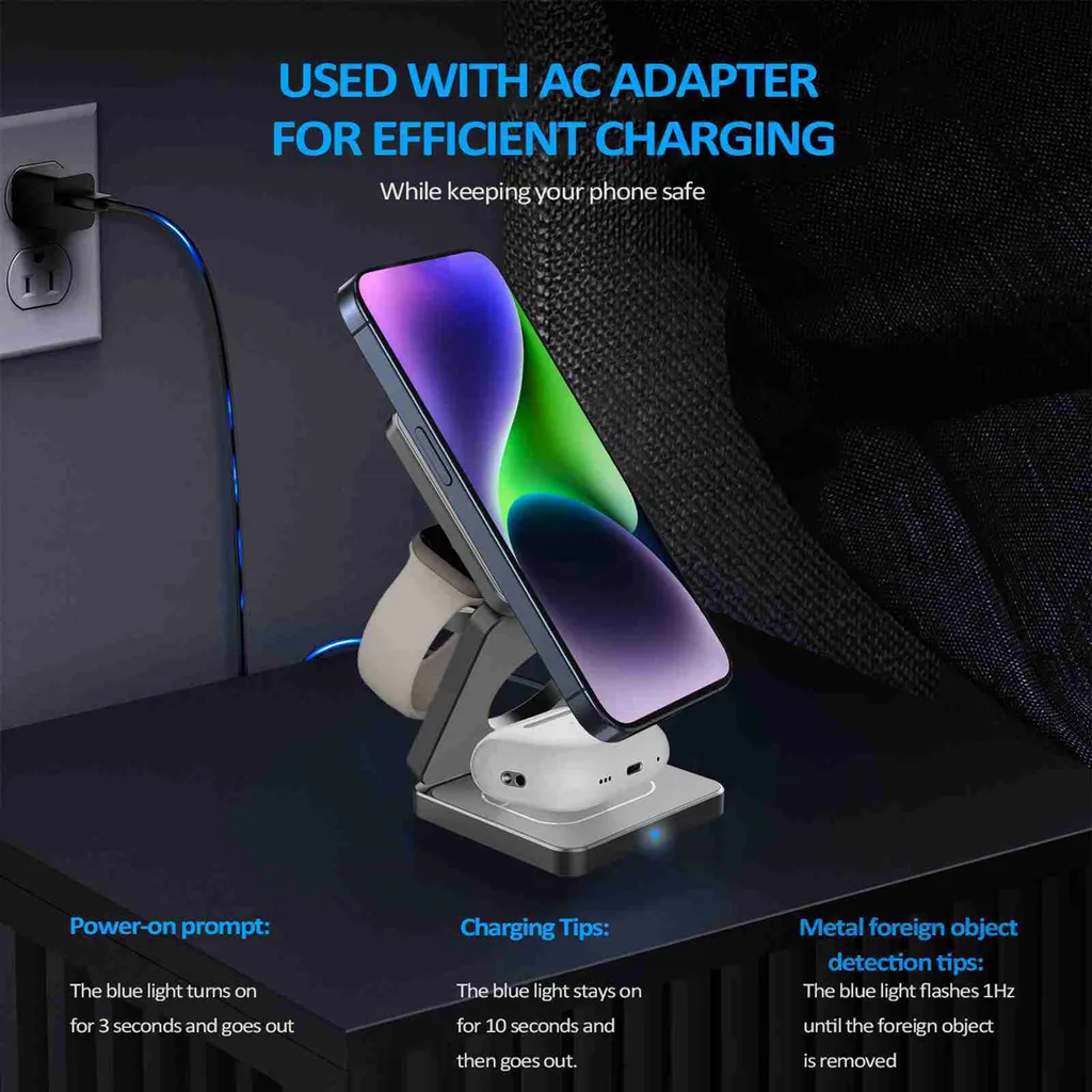 Chargeur sans fil induction multiple et support de bureau ergonomique - 4