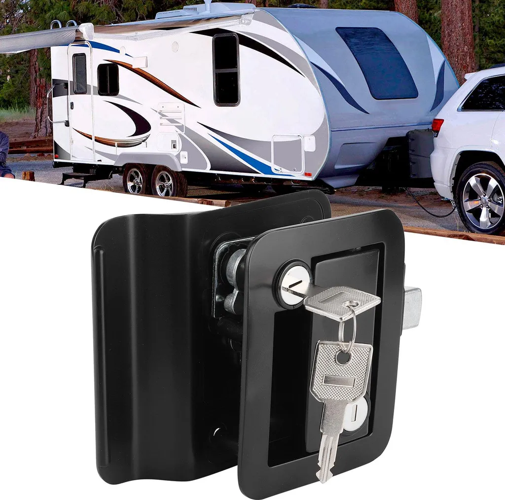 Serrure de Porte RV Blanche avec Verrou de Poignée pour Camping-Car