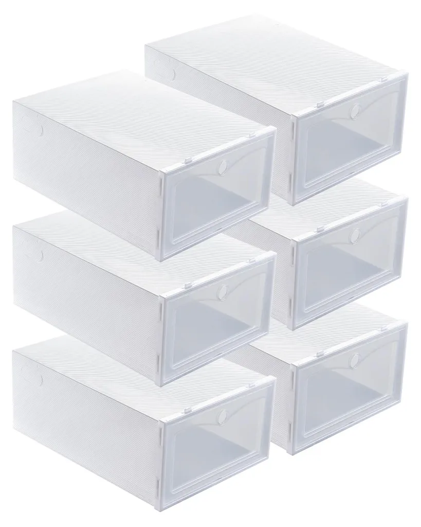 Rangement chaussures pour dressing lot de 6 boîtes blanches empilables