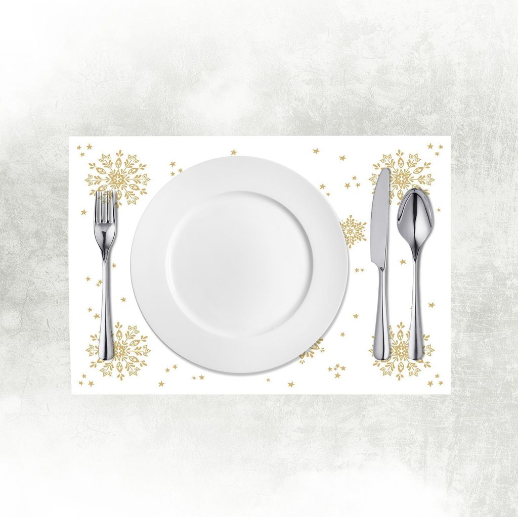 Airlaid Tischset Cristal in Weiss, 40 x 30cm, 100 Stück - Mank - Platzdeckchen Weihnachten Eiskristalle