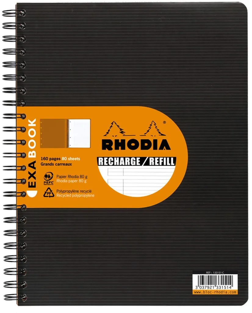 Recharge Rhodia Exabook A4 80 feuilles lignées Ne traverse pas le papier