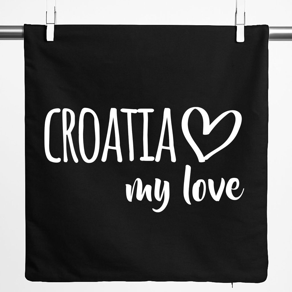 Huuraa Kissenbezug Croatia my love 40x40cm Black Baumwolle Dekokissenbezug Geschenkidee