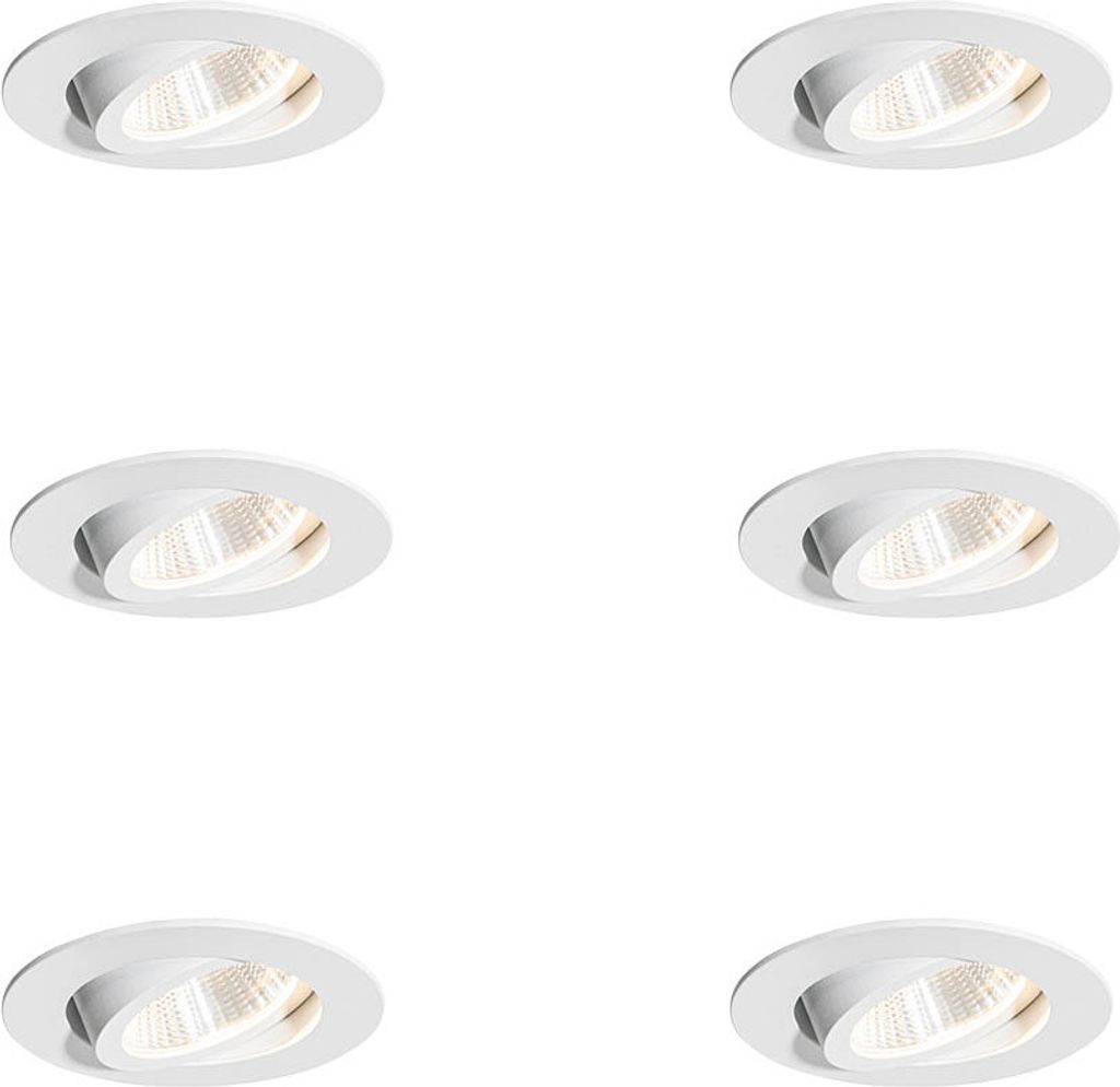 QAZQA Professional - Modern Set mit 6 Einbauspots weiß 6,8 cm inkl. LED 750 lm dimmbar IP23 - Gaius - Aluminium Rund - I (nicht austauschbare) LED